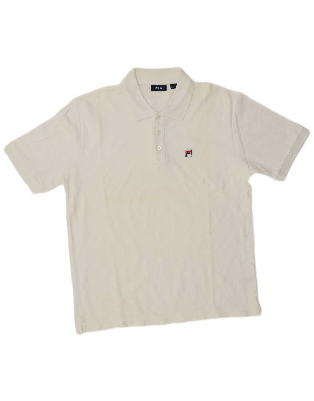 FILA Mens Polo Shirt Large White Cotton