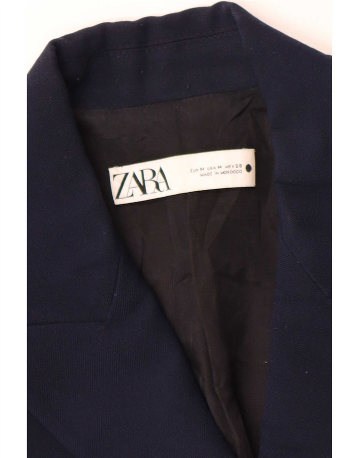 Zara Womens Double Breasted Blazer Jacket UK 14 Medium Navy Blue