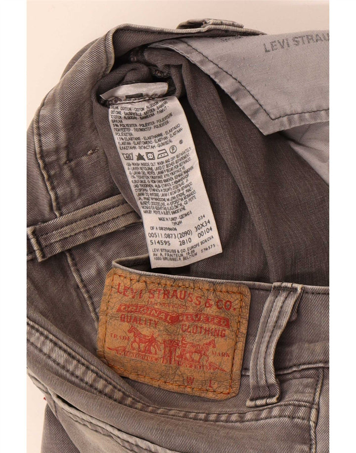 Levi's Mens 511 Slim Jeans W30 L29 Grey Cotton