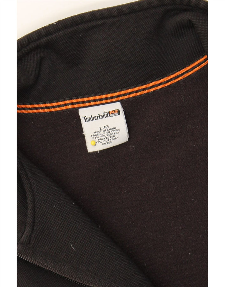 TIMBERLAND Mens Zip Neck Sweatshirt Jumper Large Black Polyester Vintage Timberland and Second-Hand Timberland from Messina Hembry 