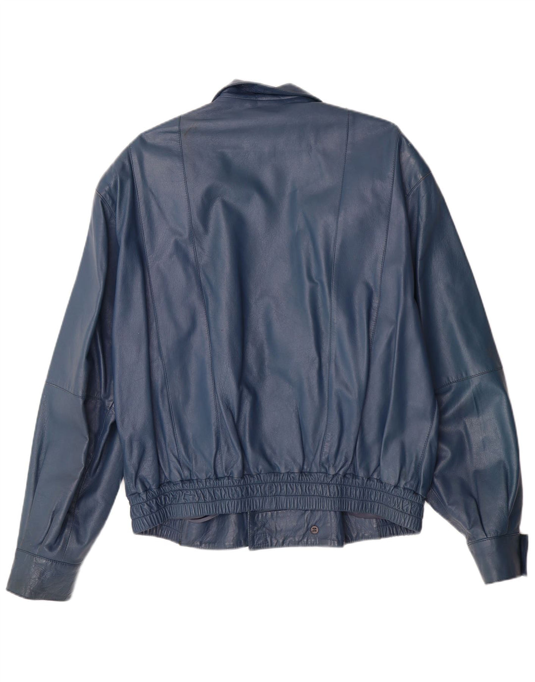 VINTAGE Mens Military Leather Jacket IT 52 XL Blue Leather