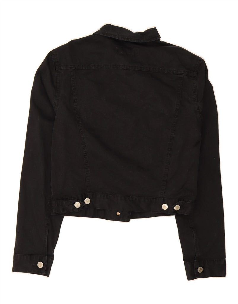 FCUK Womens Crop Denim Jacket UK 12 Medium Black Cotton Vintage Fcuk and Second-Hand Fcuk from Messina Hembry 