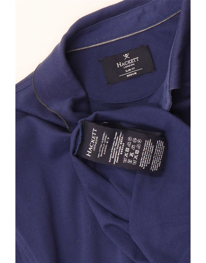 Hackett Mens Slim Fit Polo Shirt Medium Blue Cotton