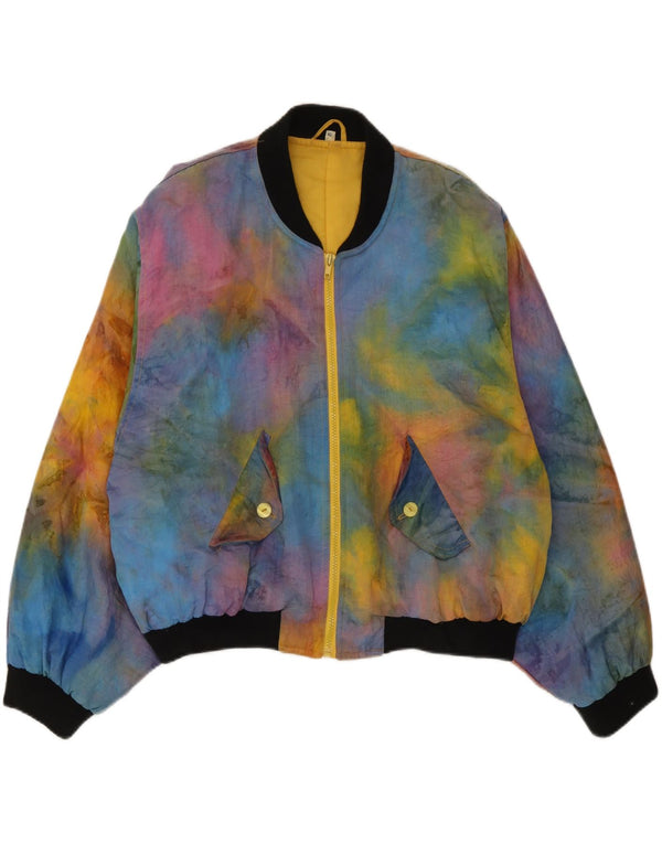 Vintage Womens Bomber Jacket IT 42 Medium Multicoloured Tie Dye Polyamide