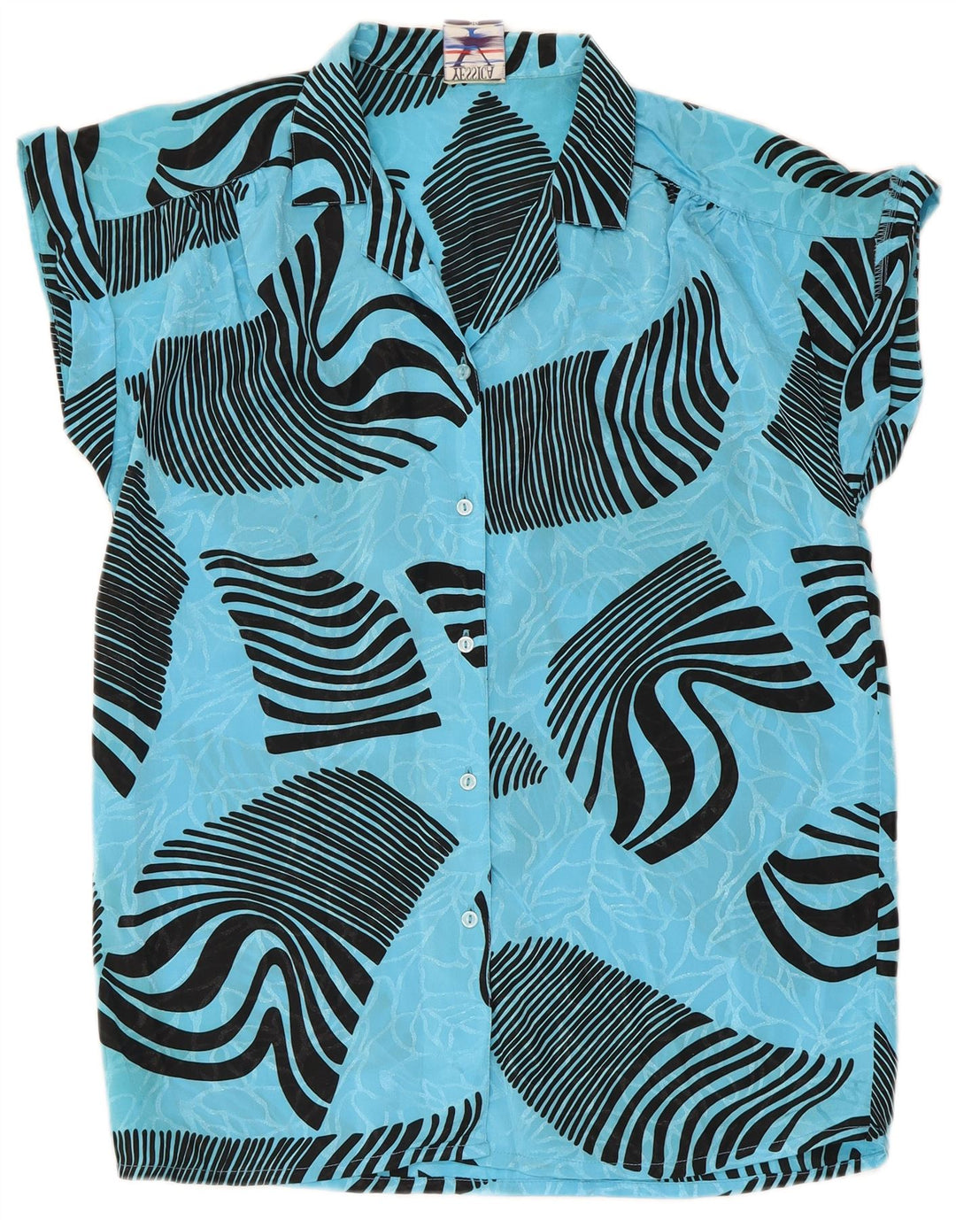 Yessica Womens Abstract Pattern Short Sleeve Shirt Blouse EU 36 Small Blue
