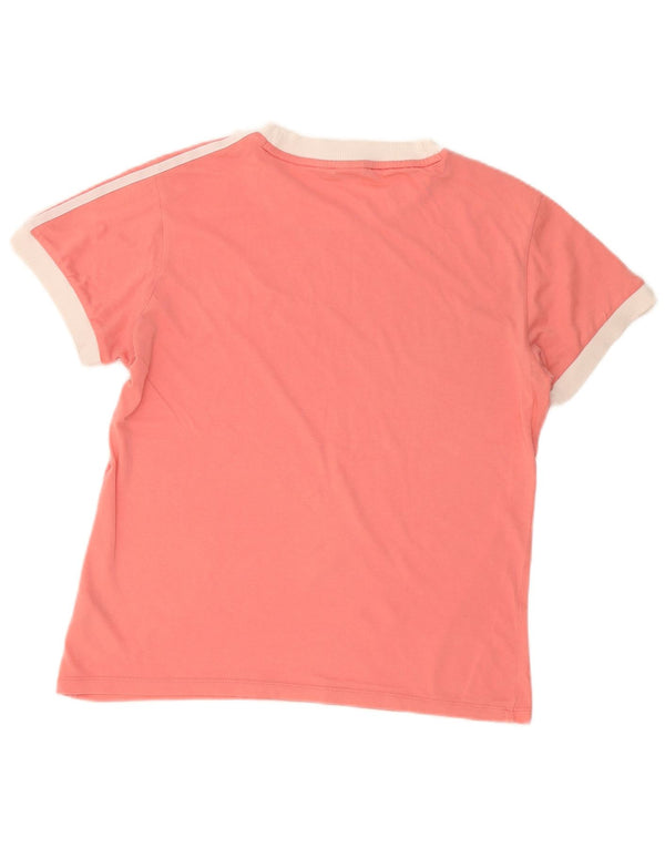 Adidas Womens Oversized T-Shirt Top UK 6 XS Pink Colourblock Cotton