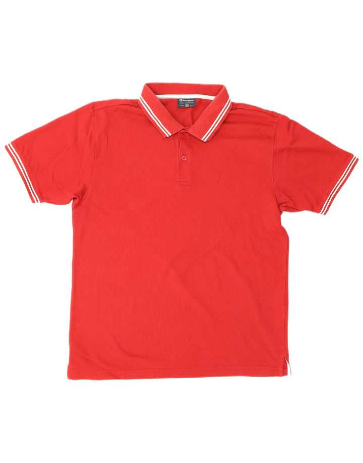 CHAMPION Mens Polo Shirt Medium Red Cotton