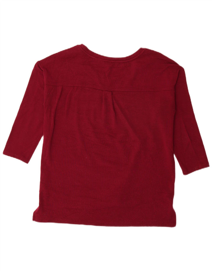 CALVIN KLEIN JEANS Womens Top 3/4 Sleeve UK 10 Small Burgundy Polyester