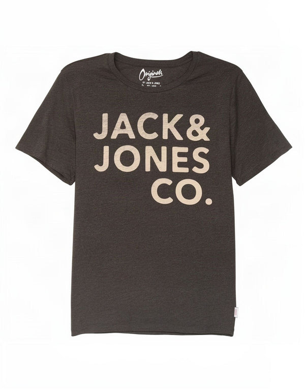 Jack & Jones Mens Graphic T-Shirt Top Large Grey Cotton