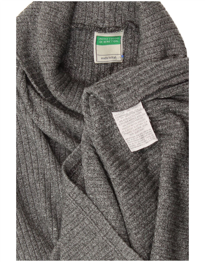 BENETTON Womens Roll Neck Top Long Sleeve UK 12 Medium Grey Acrylic