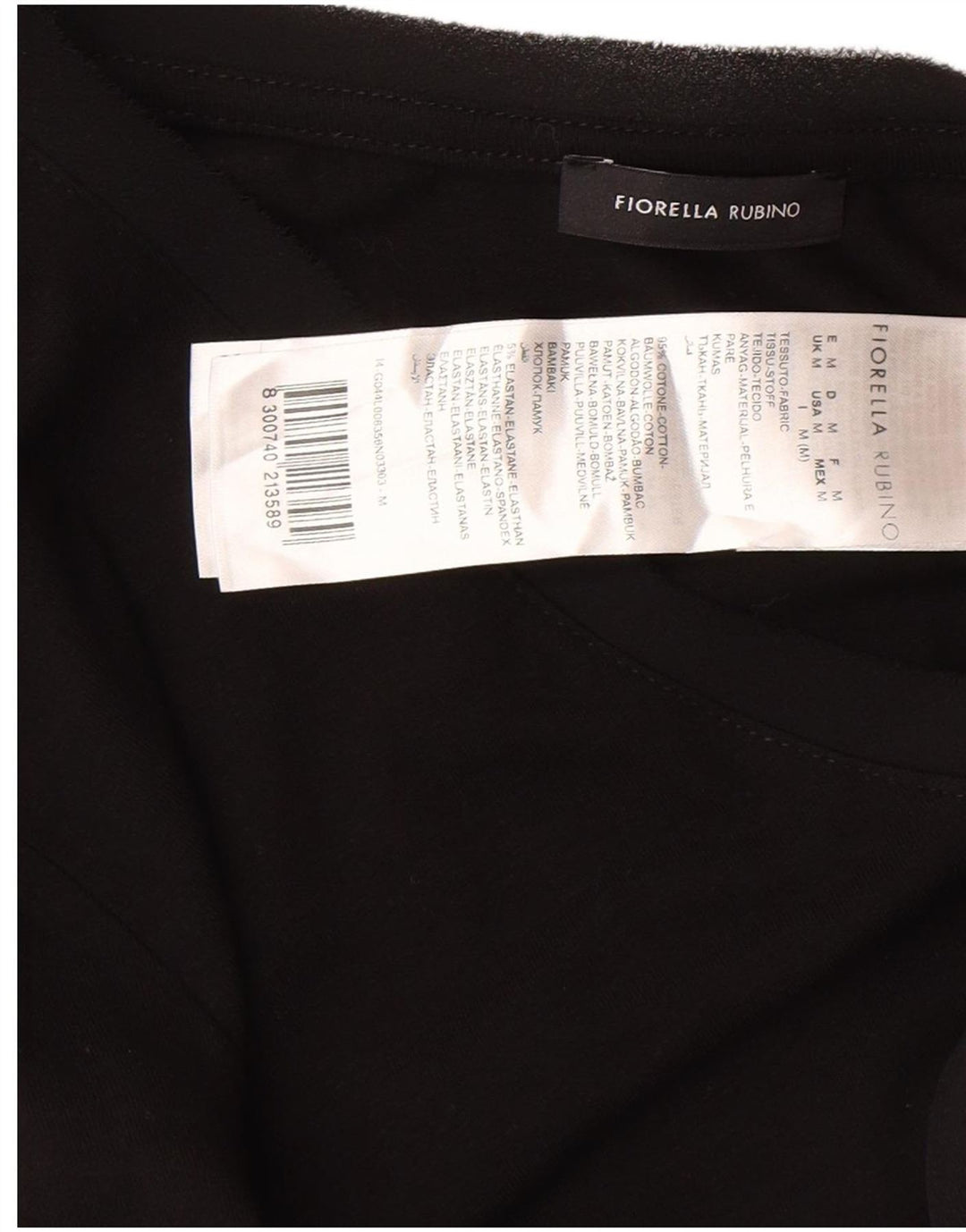 Fiorella Rubino Womens Graphic Top Long Sleeve UK 14 Medium Black Cotton