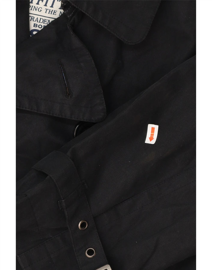 BODEN Mens Trench Coat UK 40 Large Black Cotton