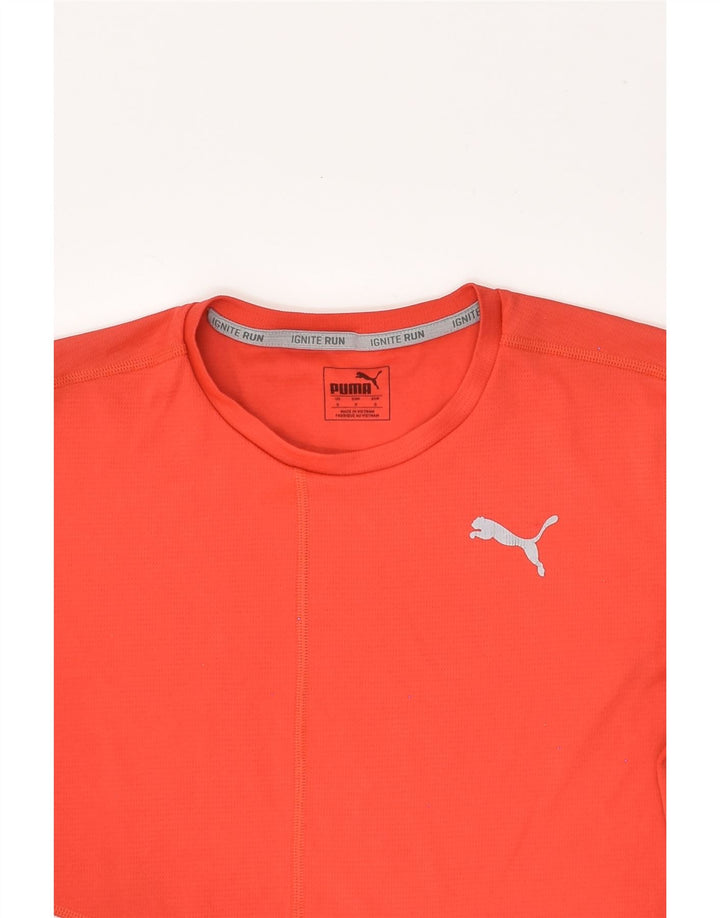 PUMA Mens T-Shirt Top Small Red Colourblock Polyester | Vintage Puma | Thrift | Second-Hand Puma | Used Clothing | Messina Hembry 