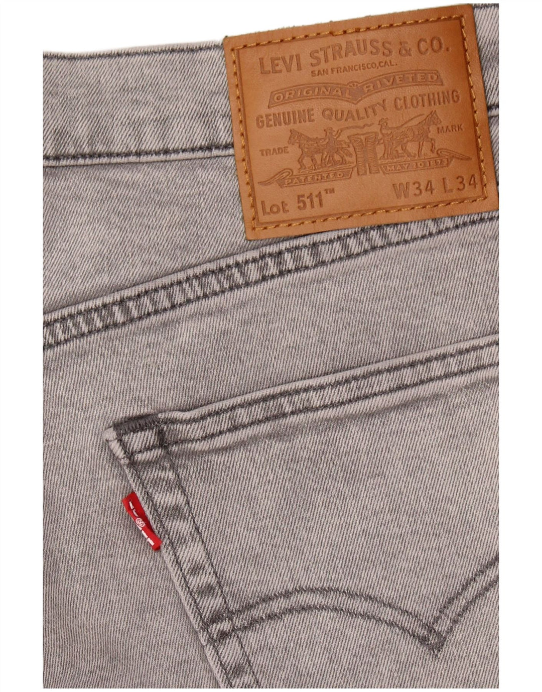 LEVI'S Mens 511 Slim Jeans W34 L31 Grey Cotton