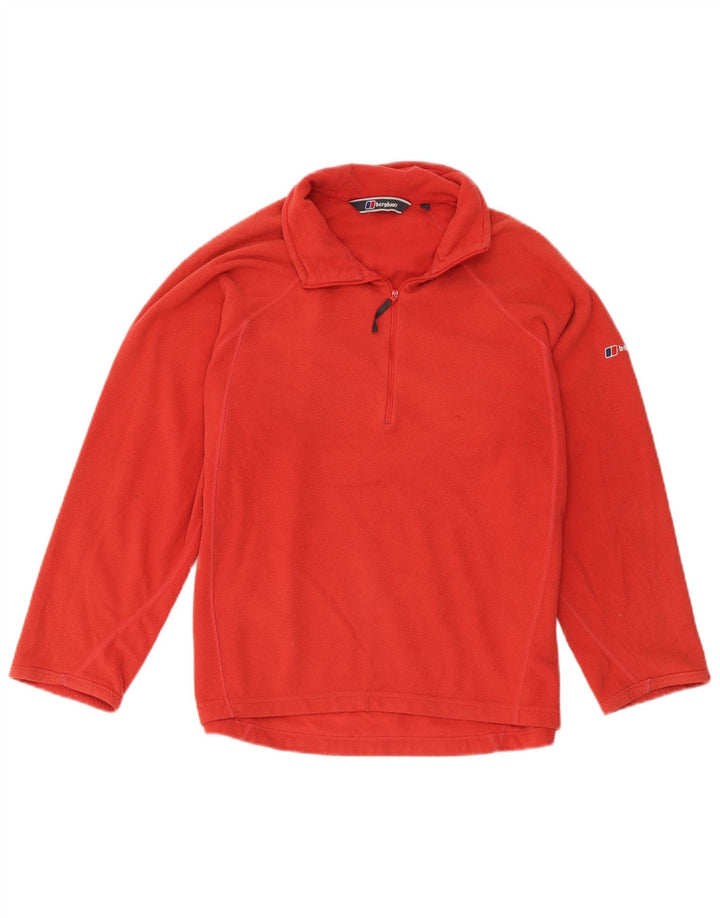 Berghaus Womens Zip Neck Fleece Jumper UK 14 Medium Red Polyester