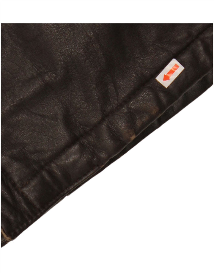 VINTAGE Mens Leather Jacket IT 54 2XL Brown Leather