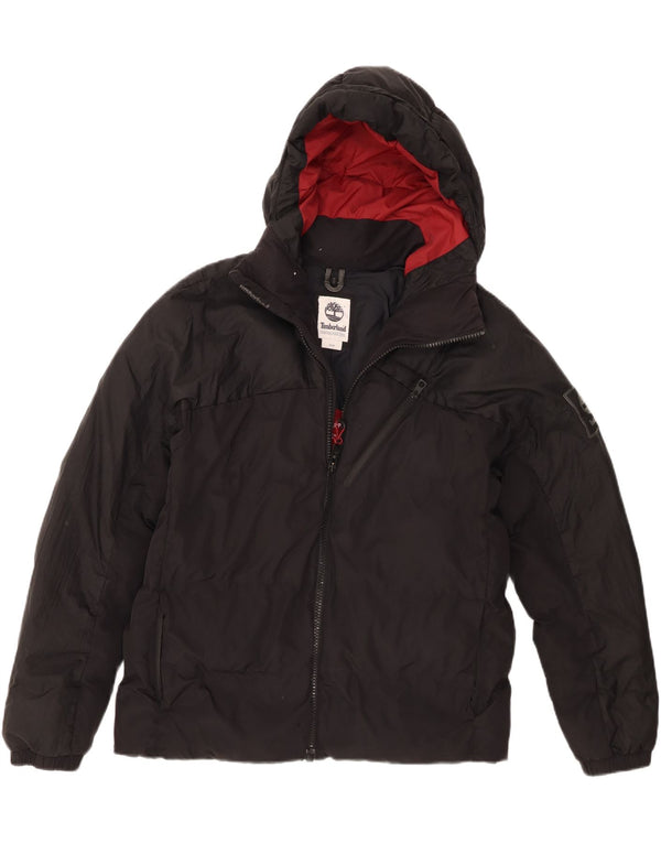 Timberland Mens Hooded Padded Jacket UK 38 Medium Black Nylon