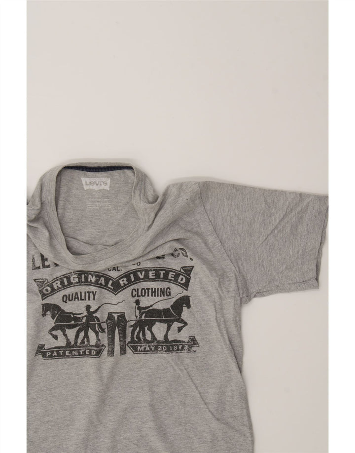 LEVI'S Boys Graphic T-Shirt Top 10-11 Years Medium Grey Cotton Vintage Levi's and Second-Hand Levi's from Messina Hembry 