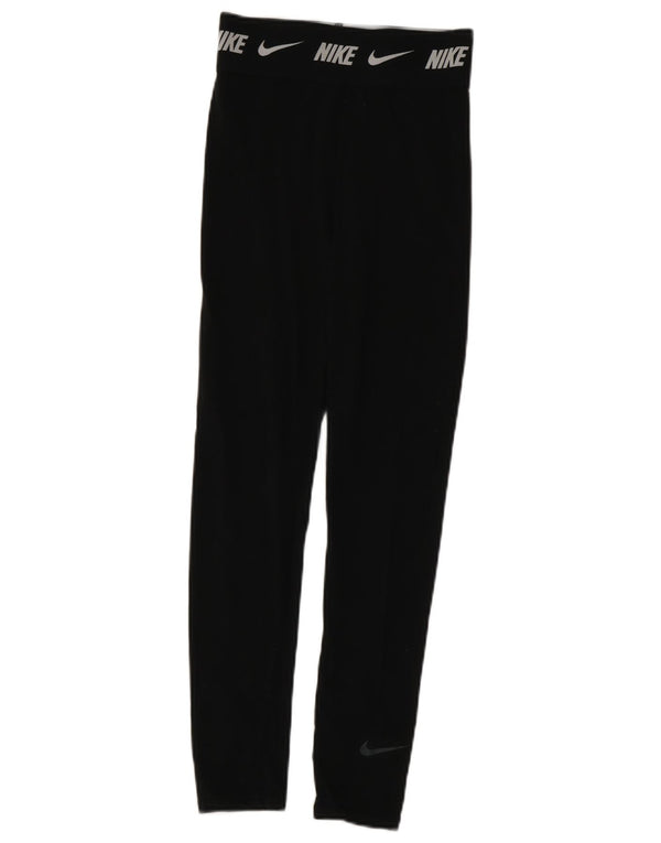 Nike Girls Dri Fit Graphic Leggings 13-14 Years XL Black Cotton