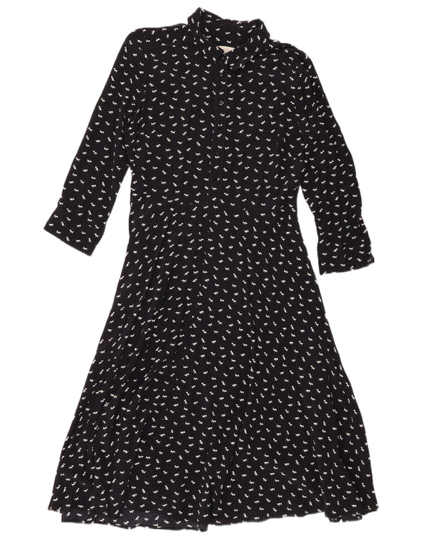 Hobbs Womens 3/4 Sleeve A-Line Dress UK 12 Medium Navy Blue Animal Print