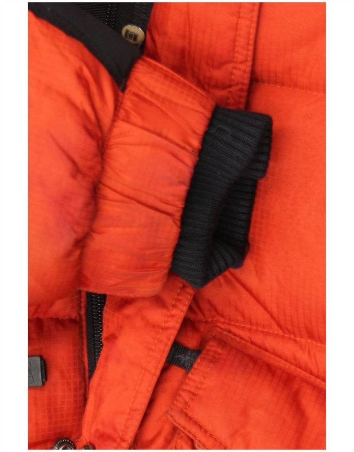 Bastard Mens Hooded Padded Jacket UK 38 Medium Orange Colourblock Polyamide