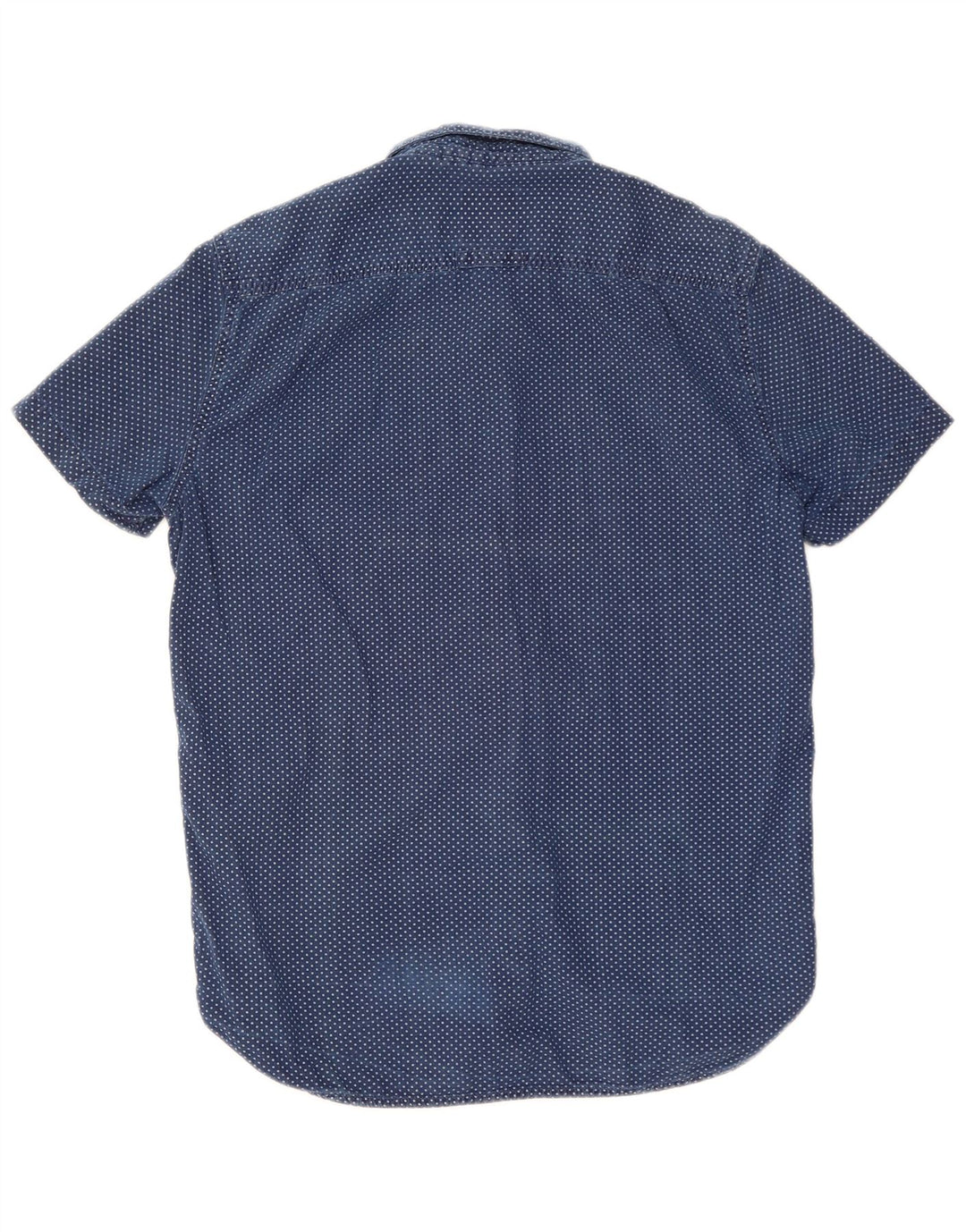 Superdry Mens Short Sleeve Shirt Medium Blue Spotted Cotton