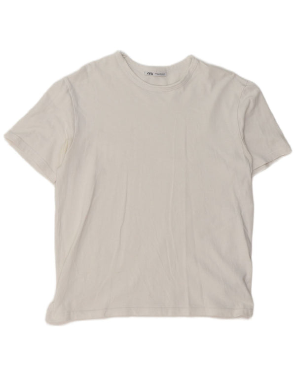 ZARA Mens T-Shirt Top Medium White Cotton