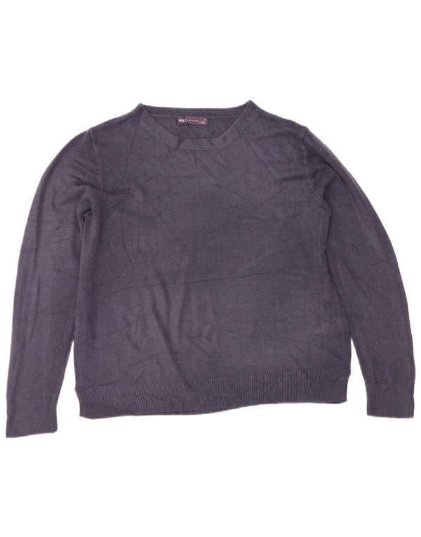Marks & Spencer Womens Boat Neck Jumper Sweater UK 14 Large Navy Blue