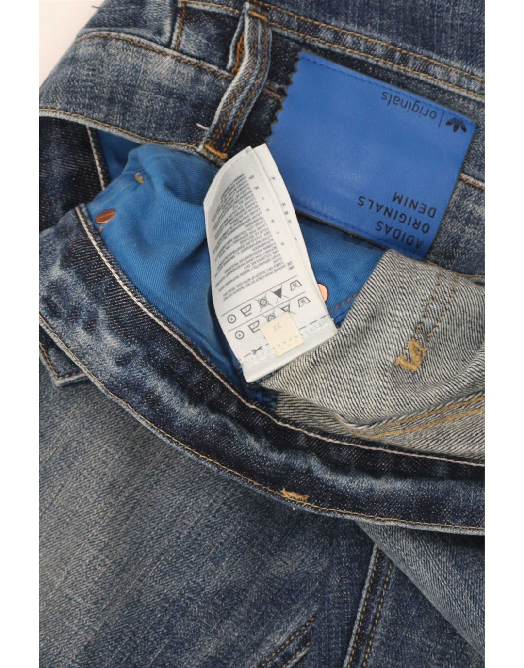 Adidas Mens Straight Jeans W32 L29 Blue Cotton