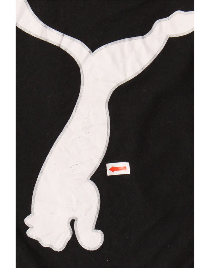 PUMA Girls Graphic T-Shirt Top 10-11 Years Medium Black Cotton