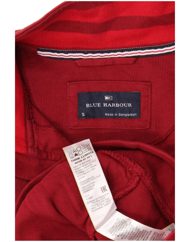 BLUE HARBOUR Mens Zip Neck Sweatshirt Jumper Small Red Cotton