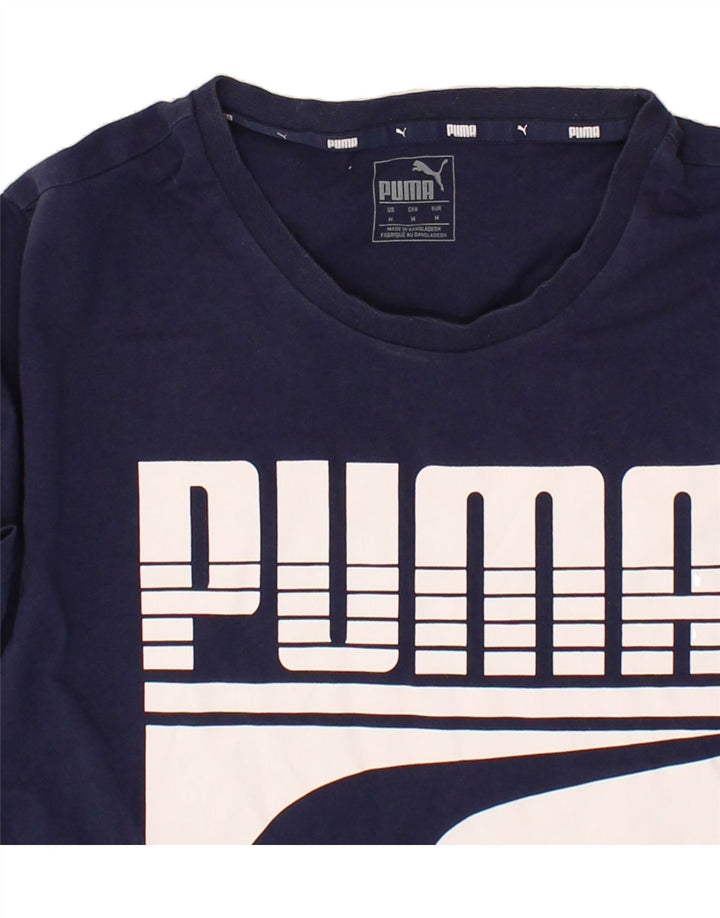 PUMA Mens Graphic T-Shirt Top Medium Navy Blue Cotton Vintage Puma and Second-Hand Puma from Messina Hembry 