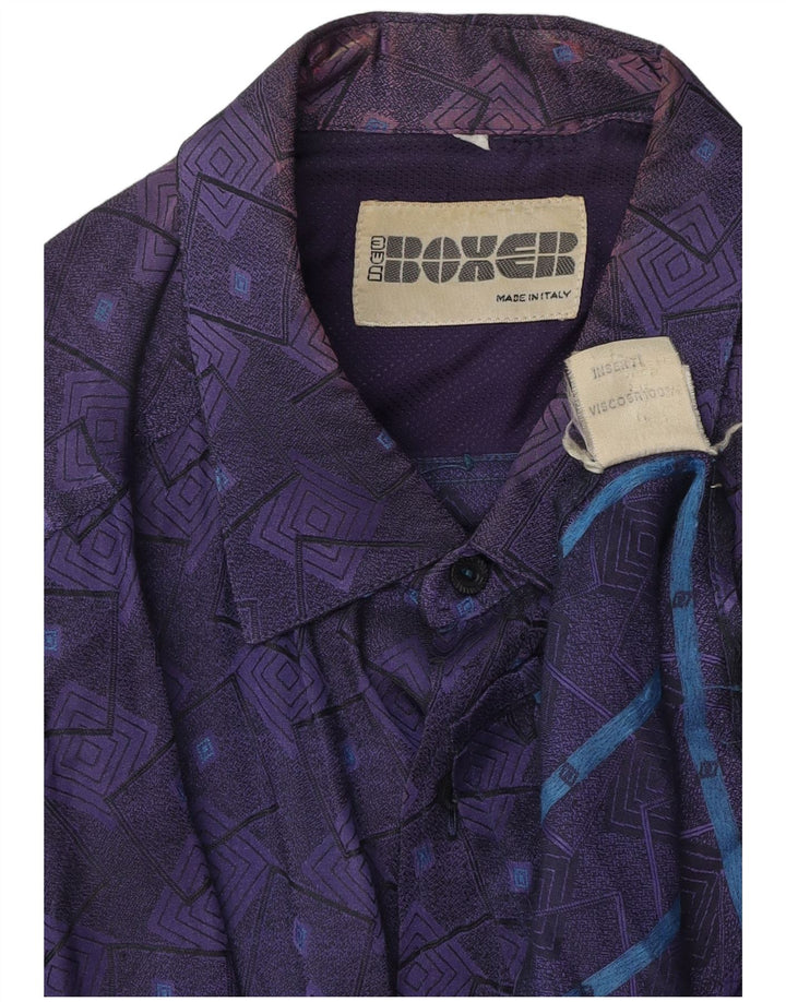 BOXER Mens Shirt Large Purple Geometric Viscose