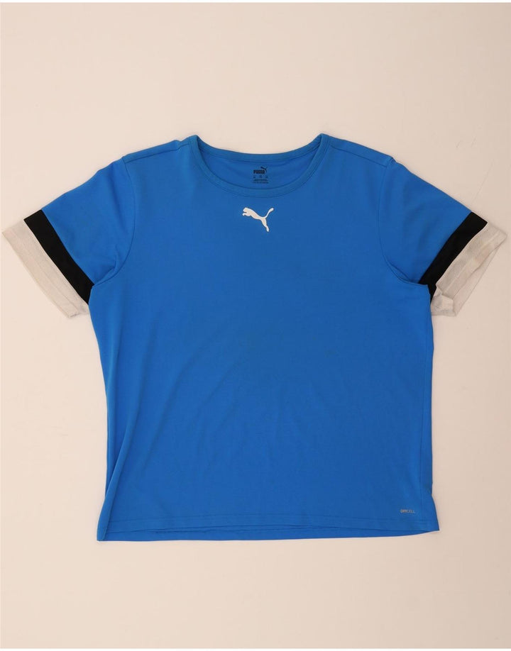 PUMA Mens T-Shirt Top 2XL Blue Colourblock Polyester Vintage Puma and Second-Hand Puma from Messina Hembry 