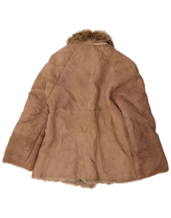 Vintage Womens Shearling Jacket UK 12 Medium Beige