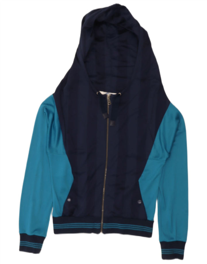 ADIDAS Womens Graphic Tracksuit Top Jacket EU 40 Medium Navy Blue