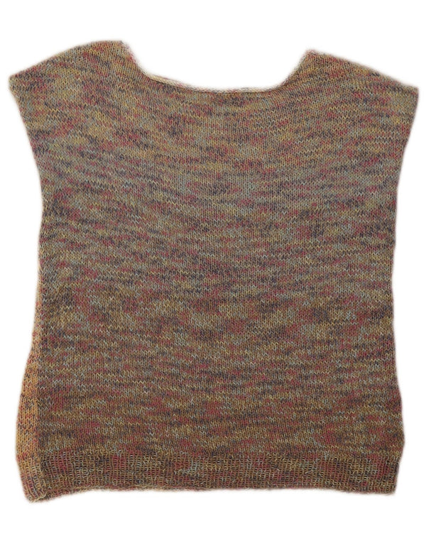 Vintage Womens Crop Vest Tank Top UK 14 Medium Beige Flecked