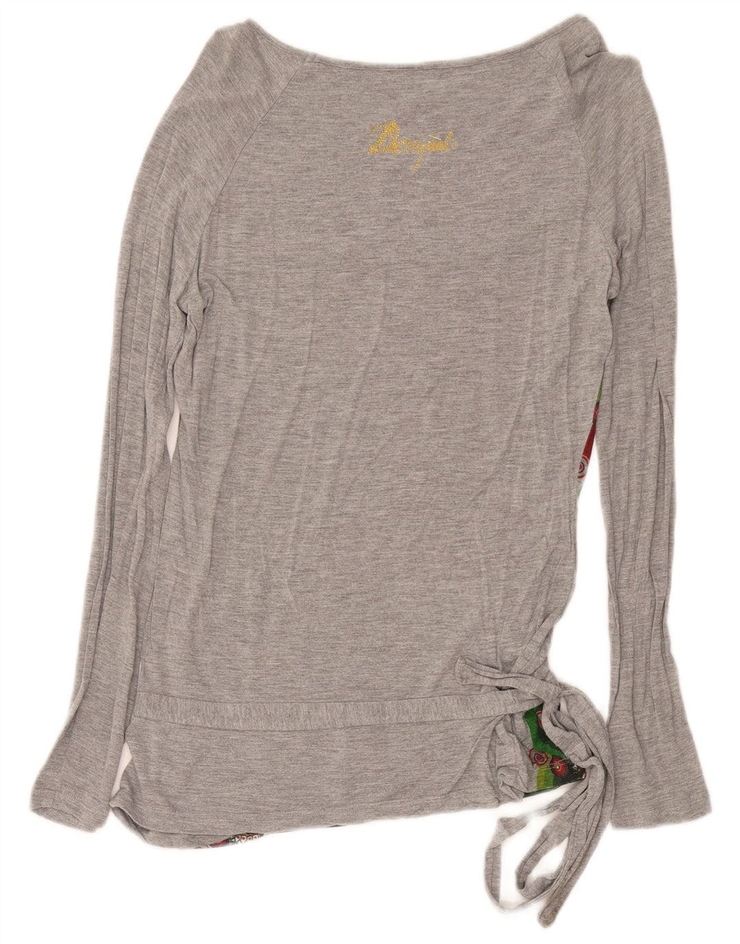 Desigual Womens Graphic Top Long Sleeve UK 12 Medium Grey Geometric