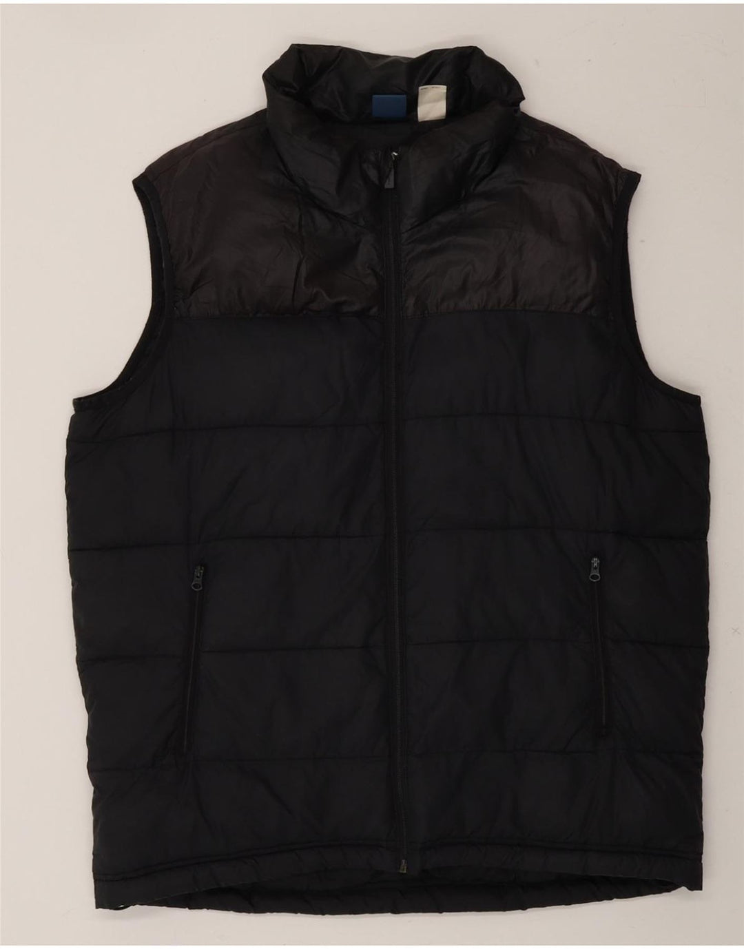 REEBOK Mens Padded Gilet UK 38 Medium Navy Blue Colourblock Polyester Vintage Reebok and Second-Hand Reebok from Messina Hembry 