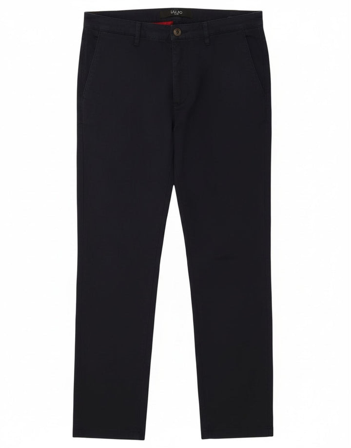Liu Jo Mens Slim Chino Trousers IT 48 Medium W30 L28 Navy Blue Cotton