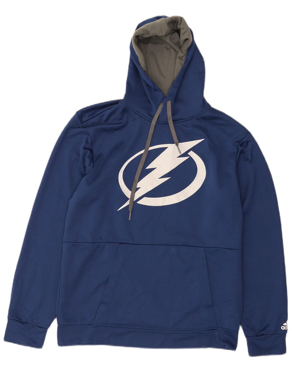 Adidas Mens Tampa Bay Lightning Graphic Hoodie Jumper Medium Blue Polyester