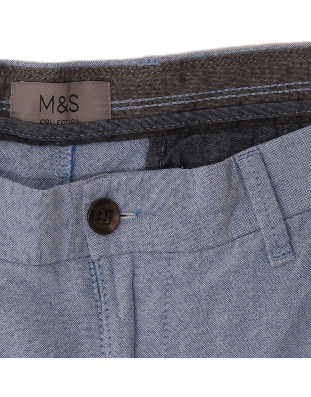 Marks & Spencer Mens Chino Shorts W34 Large Blue Cotton