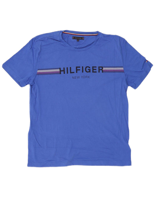 TOMMY HILFIGER Mens Graphic T-Shirt Top 2XL Blue Cotton