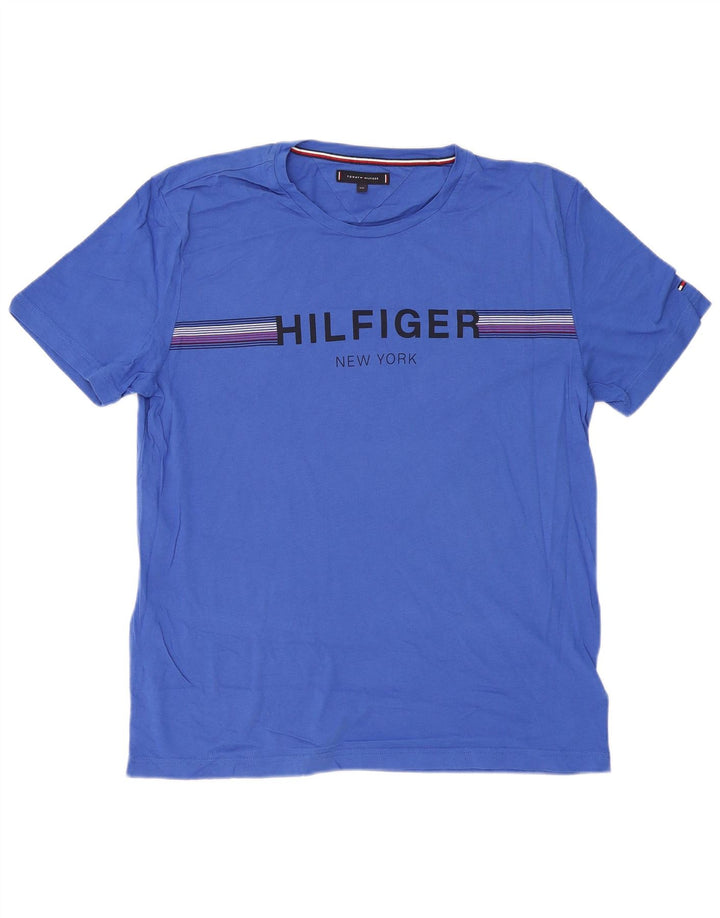 TOMMY HILFIGER Mens Graphic T-Shirt Top 2XL Blue Cotton