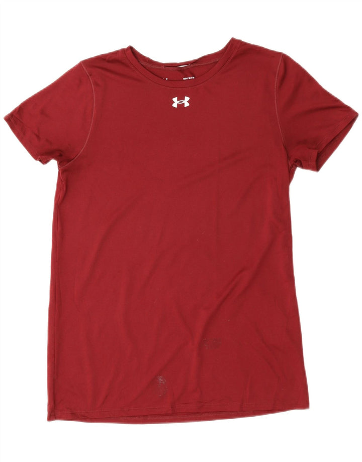 Under Armour Womens T-Shirt Top UK 12 Medium Red Polyester Sports