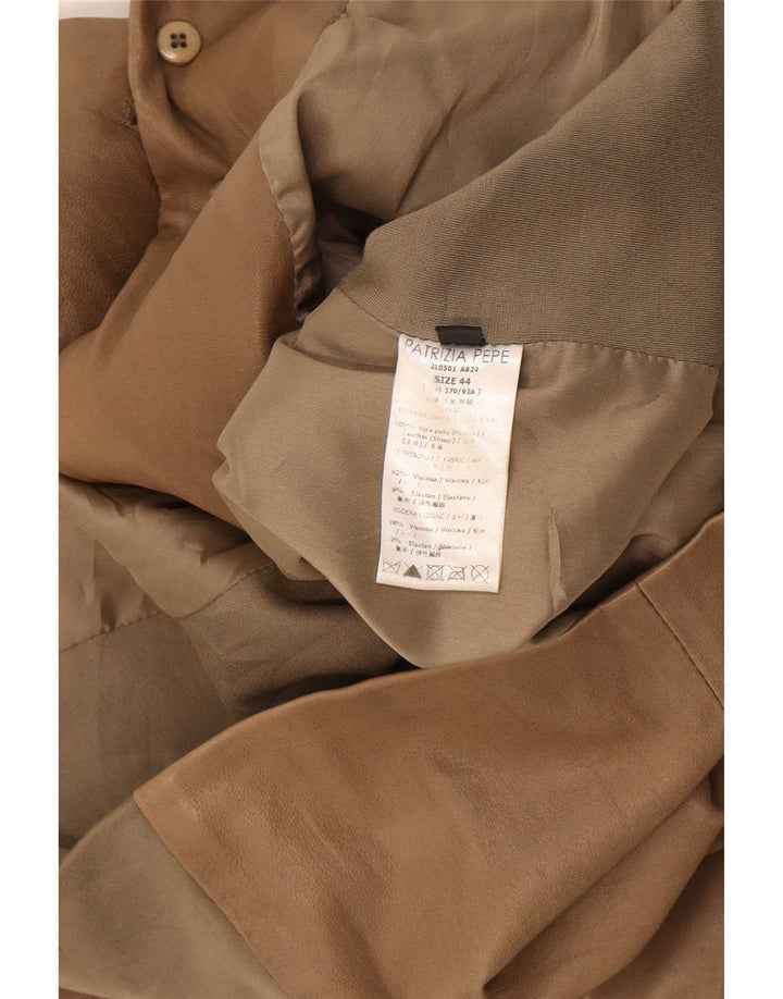 Patrizia Pepe Womens 2 Button Leather Blazer Jacket IT 44 Medium Brown