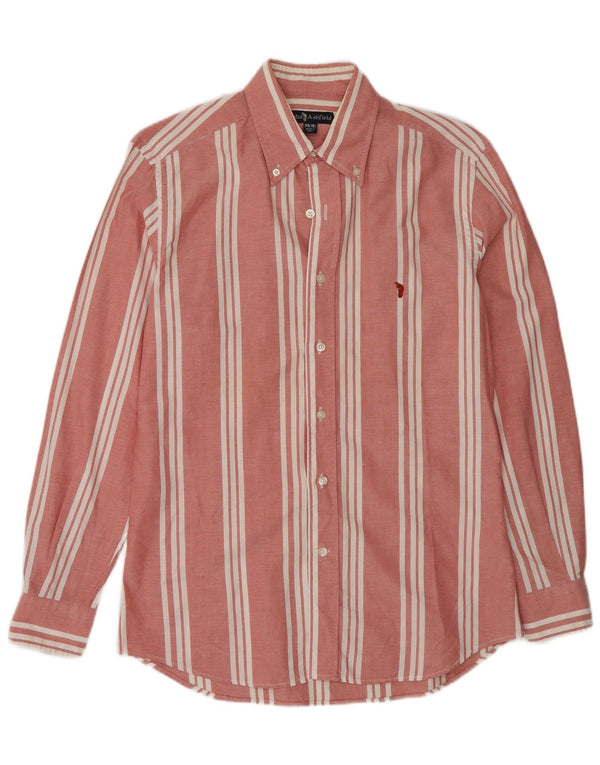 John Ashfield Mens Shirt Size 39 15 1/2 Medium Red Striped
