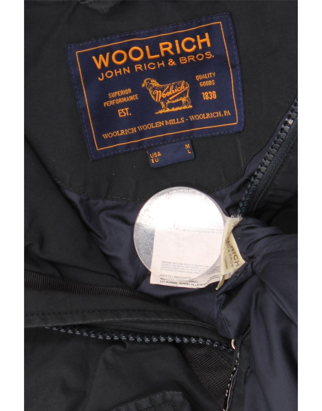 WOOLRICH Mens Hooded Parka Jacket UK 40 Large Navy Blue Cotton