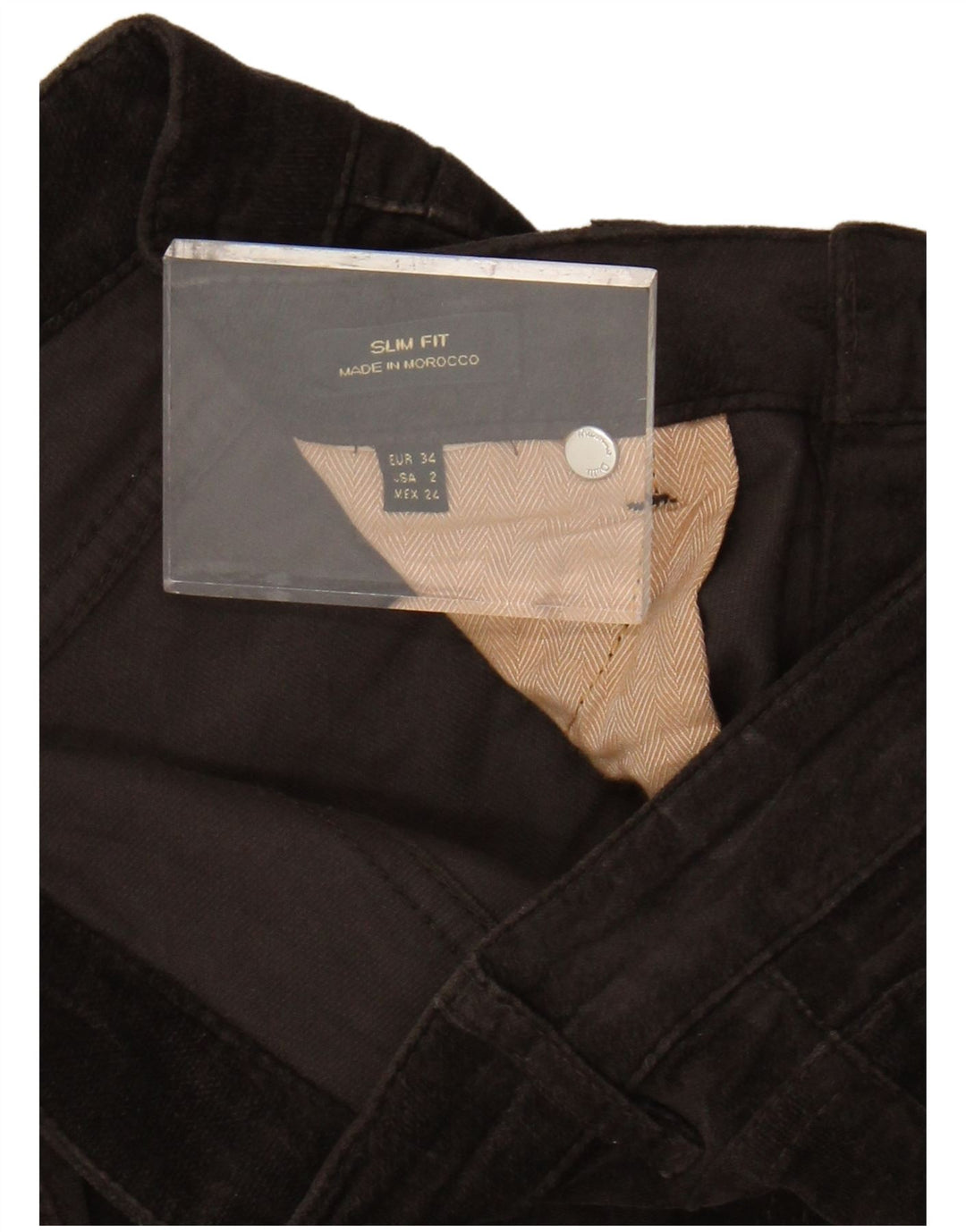 MASSIMO DUTTI Womens Velvet Casual Trousers EU 34 2XS W24 L30 Brown