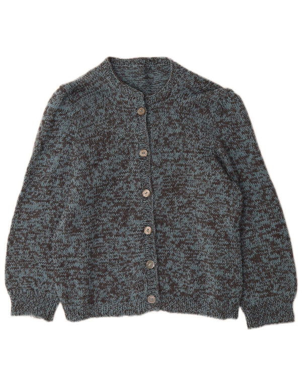 Vintage Womens 3/4 Sleeve Cardigan Sweater UK 12 Medium Blue Flecked